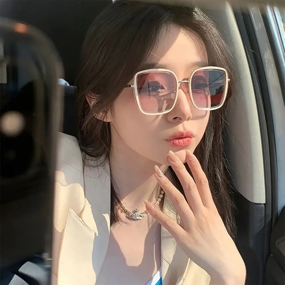 Gafas de sol cuadradas de gran tamaño para viajes en la playa, lentes UV400, montura metálica, gafas de sol para mujeres y hombres - imagen 2