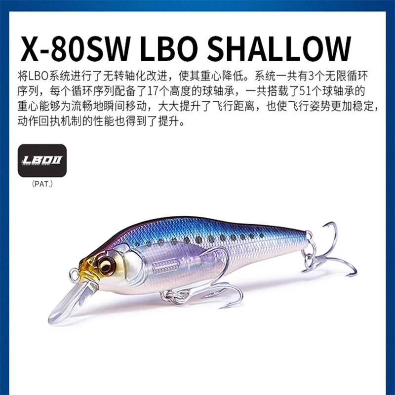 Cebo falso japonés Mino X-80SW de largo alcance de hundimiento lento, duro biónico de lubina de agua de mar ligera - imagen 4