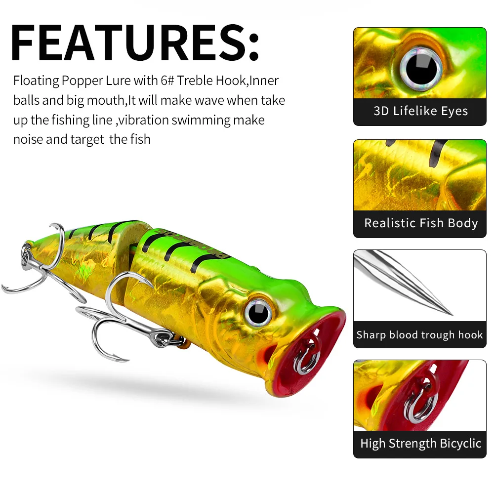 Cebo de simulación de agua flotante para escalada, sistema de superficie de agua de boca grande, cebo duro de 7cm y 11,5g - imagen 3