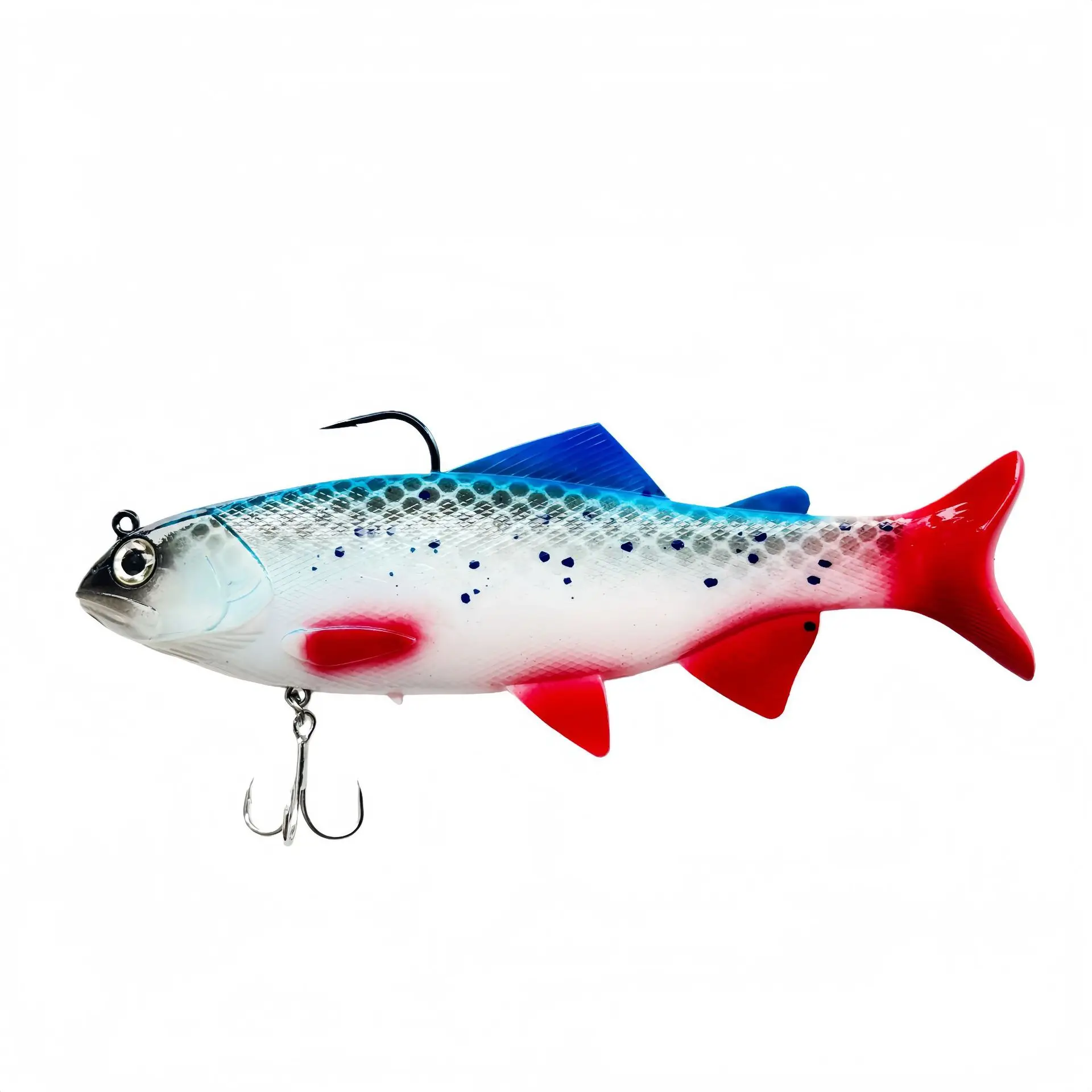 Señuelos de pesca de PVC con cabeza de trucha, cebos artificiales para natación, cola en T, señuelos blandos de silicona, Swimbait Wobblers, 20cm/130G - imagen 5
