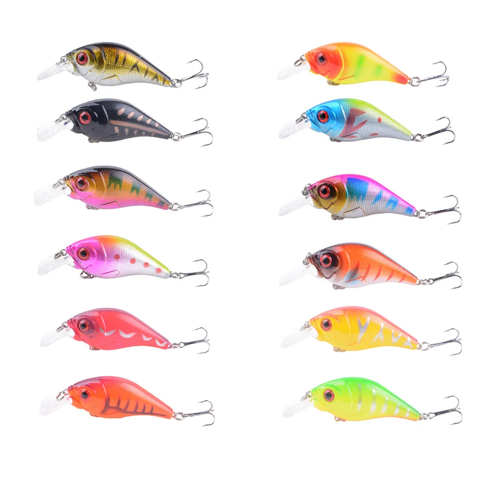 7,5 cm 12g Señuelos de pesca duros VIB Minnow cebo artificial 6 #   Anzuelos triples que se hunden Crankbait Wobblers ojos 3D cebo aparejos de pesca - imagen 4