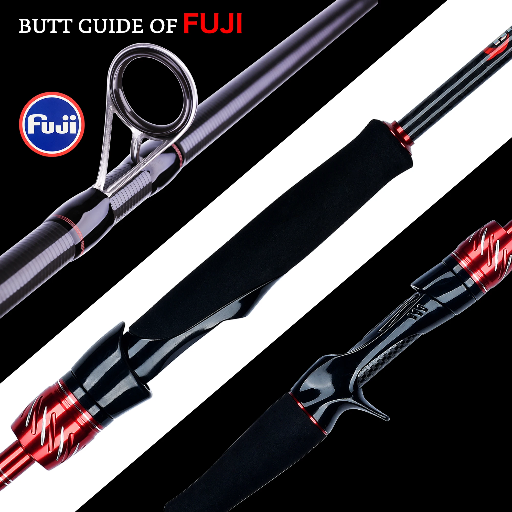 BIUTIFU Caña de pescar de carbono para viajeros - Caña de lanzamiento giratoria Fuji Lure 1,8-3,0 m 5-42 g Ideal para mini pesca en roca Baitcasting - imagen 4