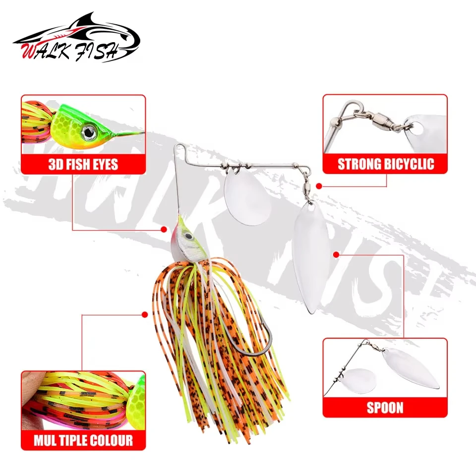 WALK FISH-señuelo de pesca de 10g, 15g, 20g, cebo giratorio, barba con flecos, muleta de aleación para hombre, Lucio, pecado, Spinnerbait - imagen 4