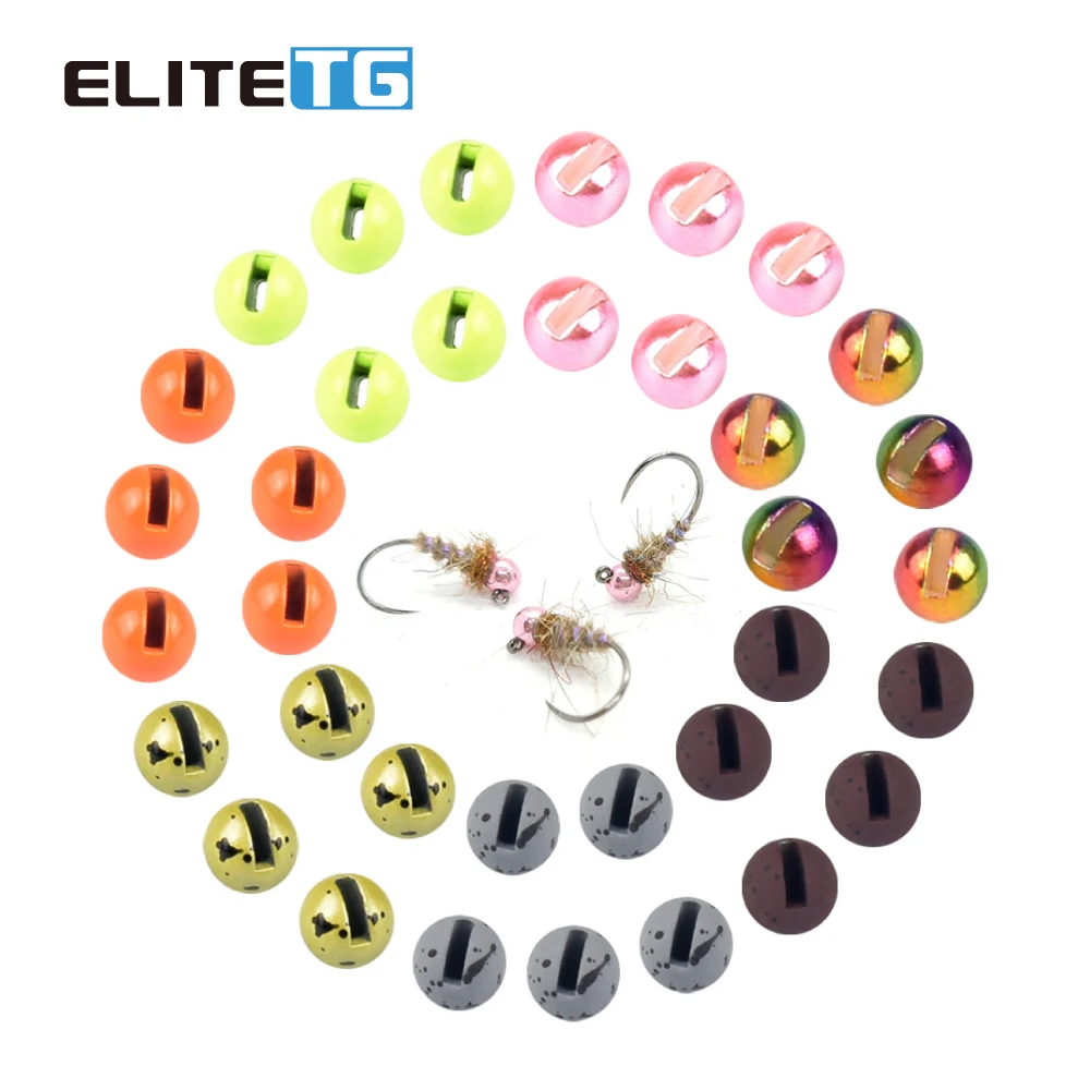 Elite TG 50 Uds cuentas ranuradas de pesca 2,5mm-3,8mm trucha panfish gancho atado de moscas Material de cuentas tackel de pesca con mosca multicolor - imagen 5