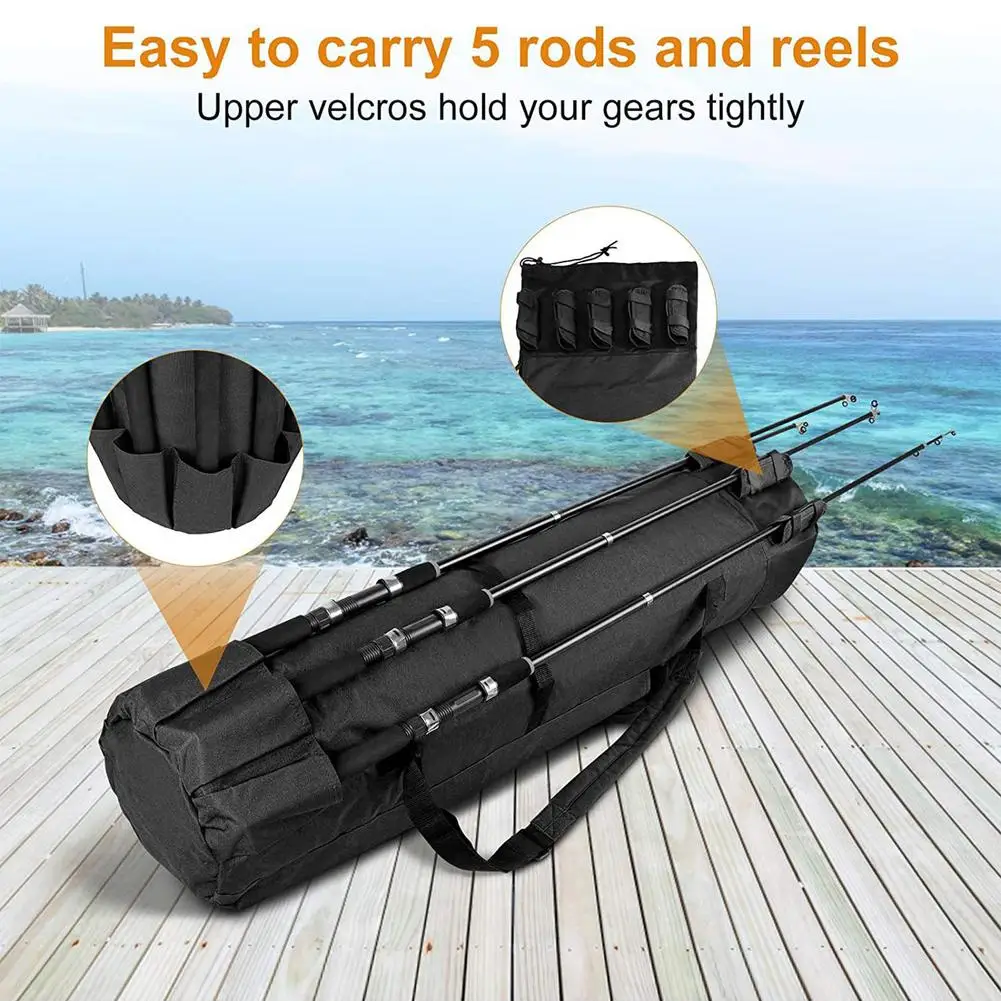Bolsa de almacenamiento para caña de pescar, organizador portátil de gran capacidad para exteriores, bolsa de viaje de tela Oxford - imagen 5