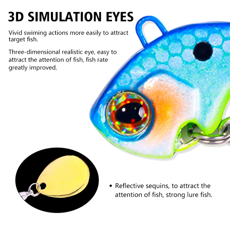 HENGJIA-cebo vibratorio giratorio de Metal VIB, 9g, 13g, 16g, 22g, Spinner, cuchara que se hunde, Pin, Crankbait, cebos de lentejuelas, aparejos de pesca - imagen 4