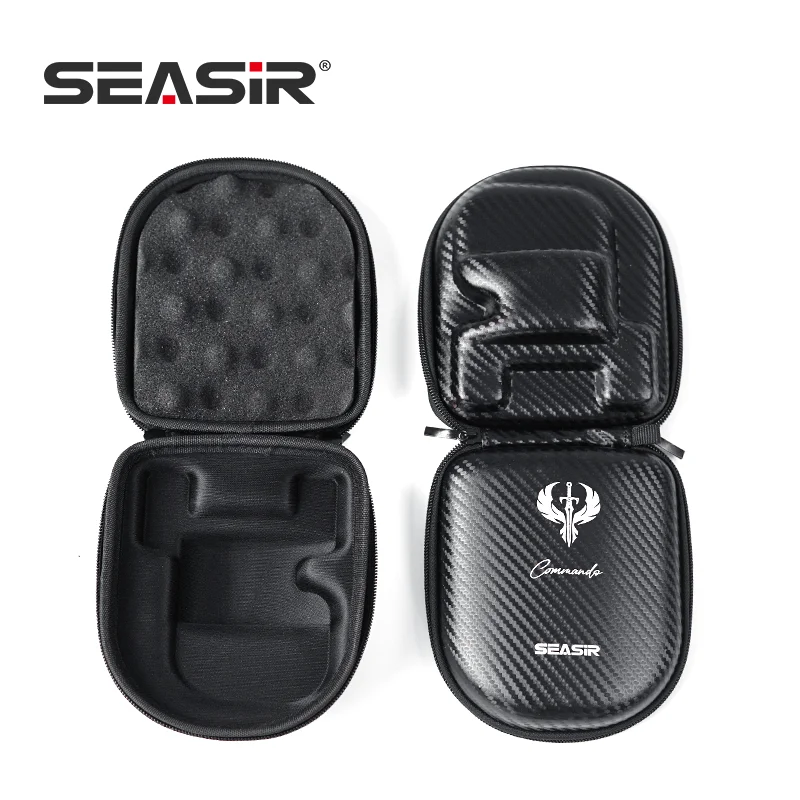 SEASIR Commando patrón de fibra de carbono Baitcasting bolsa de carretes de pesca Eva bolsa de aparejos de carrete impermeable