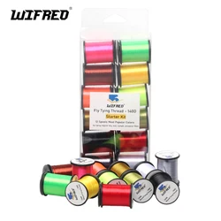 Wifreo-Hilo de atado de moscas encerado y retorcido, Material de atado para moscas húmedas y secas, serpentinas de ninfas, señuelo, 12 colores por juego, 140D