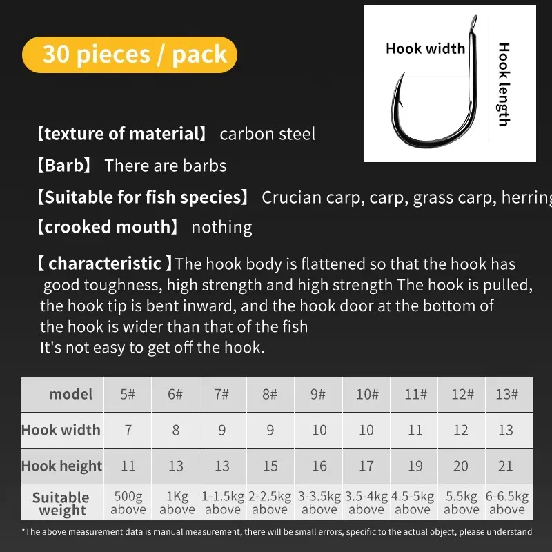 SANLIKE 30 Uds anzuelos de pesca anzuelos forjados de acero al carbono con púas herramientas de pesca accesorios para carpa de hierba y carpa cruciana - imagen 2