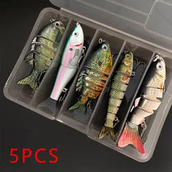 5 uds Wobbler de pesca realista 2/6/7 segmentos Swimbait Crankbait cebo duro lento Isca señuelos artificiales aparejos de pesca
