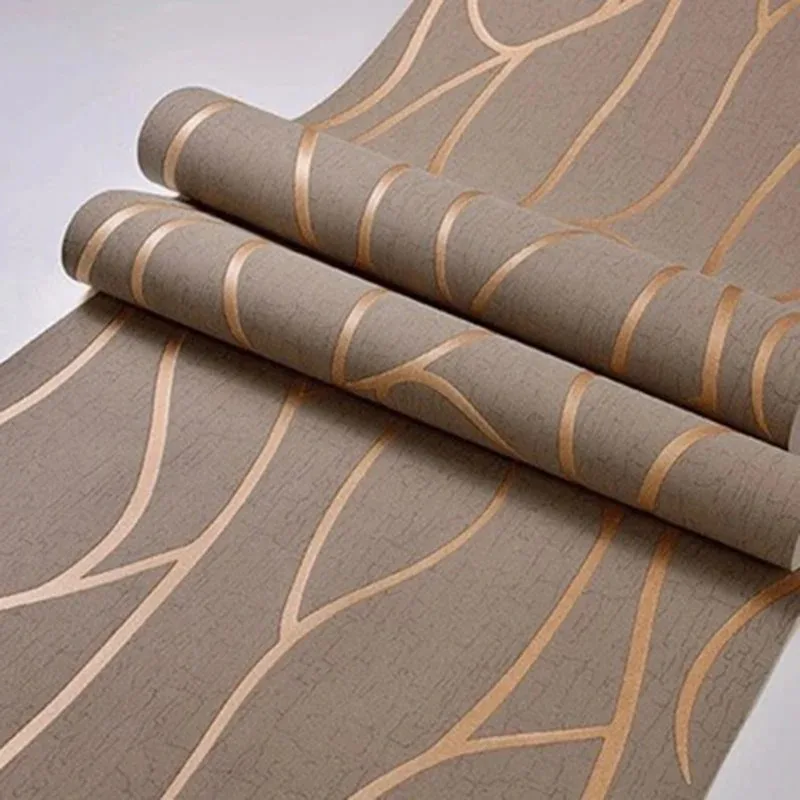 Papel tapiz de fondo de TV estereoscópico 3D, tela no tejida europea, papel tapiz para dormitorio y sala de estar, curva a rayas moderna Simple - imagen 3