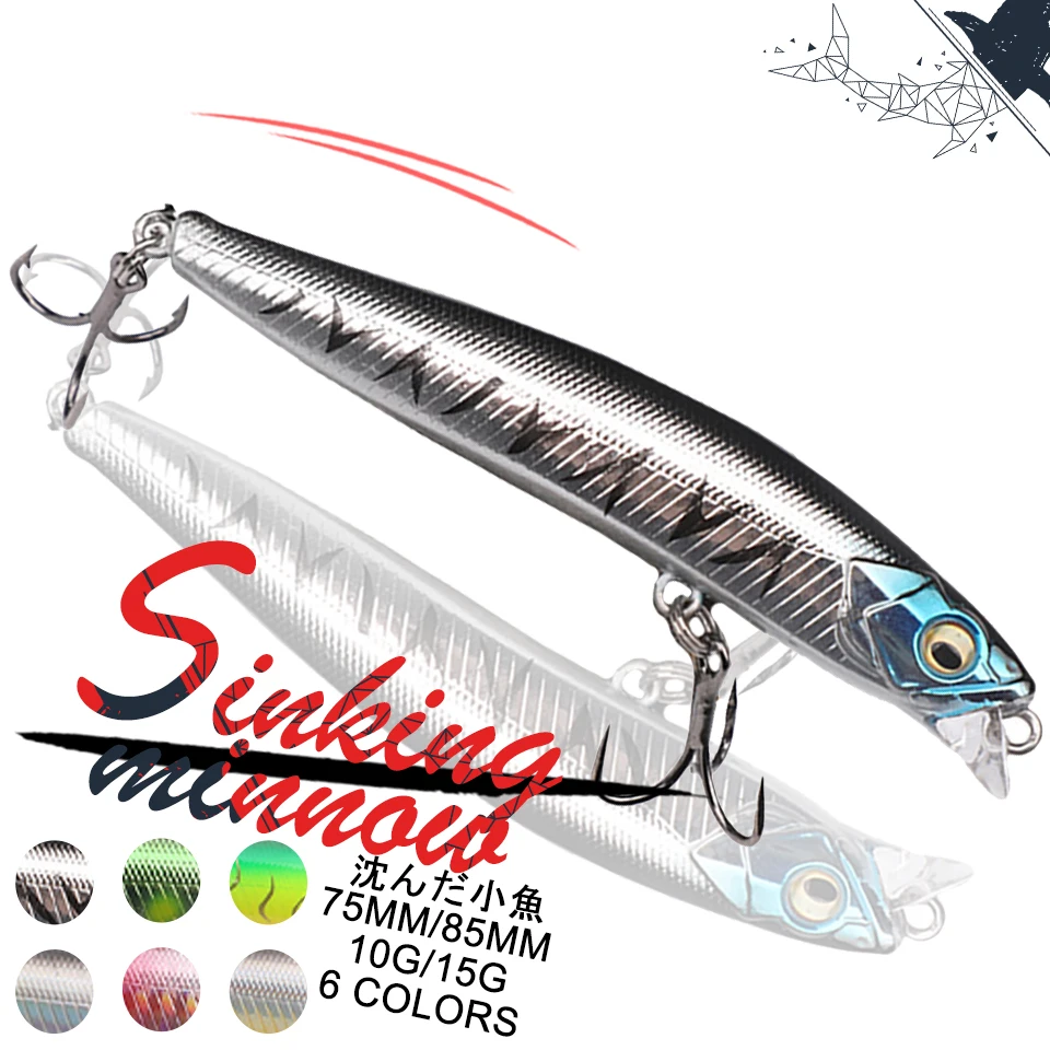 Cebos duros de plástico para pesca, cebo Artificial con anzuelo, Wobblers, perca, carpa, Lucio, 1 piezas, 10G/15G, 75MM/85MM