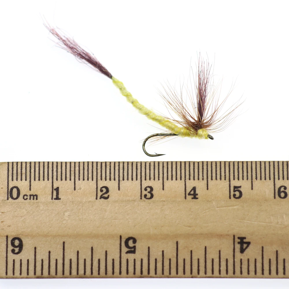Wifreo-pesca con mosca, trucha, Color amarillo y marrón, cola larga, 10 #10, piezas - imagen 3