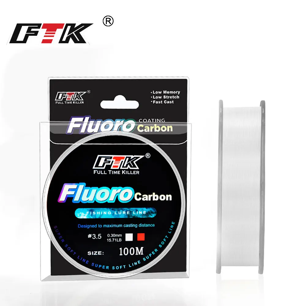FTK 100M línea de pesca con revestimiento de fluorocarbono 0,14 MM-0,50 MM 4.136LB-34.32LB línea de alambre de señuelo de pesca líder de fibra de carbono Japón - imagen 3