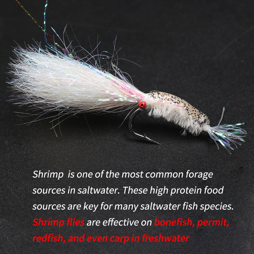 Bimoo 7 unids/caja # 4 # 6 # Camarones de agua salada con ojos de cadena de 8 cuentas para lubina, salmón, Redfish, trucha, carpa, Flash, moscas de pesca, señuelos - imagen 3