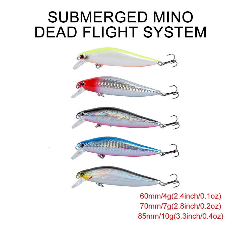 Señuelo de pesca de pececillo de hundimiento lento, capa de natación completa, cebo duro Wobbler Artificial, Río y Lago, 60/70/85mm de largo, 4/7/10/14/18g - imagen 2
