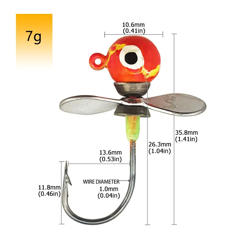 JYJ 2 uds 5g 7g 10g nuevos ganchos de tornillo de aire hélice de cabeza gancho único anzuelo cebo, ganchos para suave - imagen 4