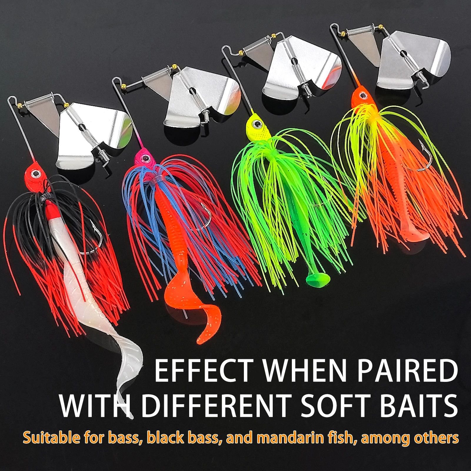 Spinnerbait para lubina Fisher Gratis con hoja Buzz y 3D ojos - imagen 4