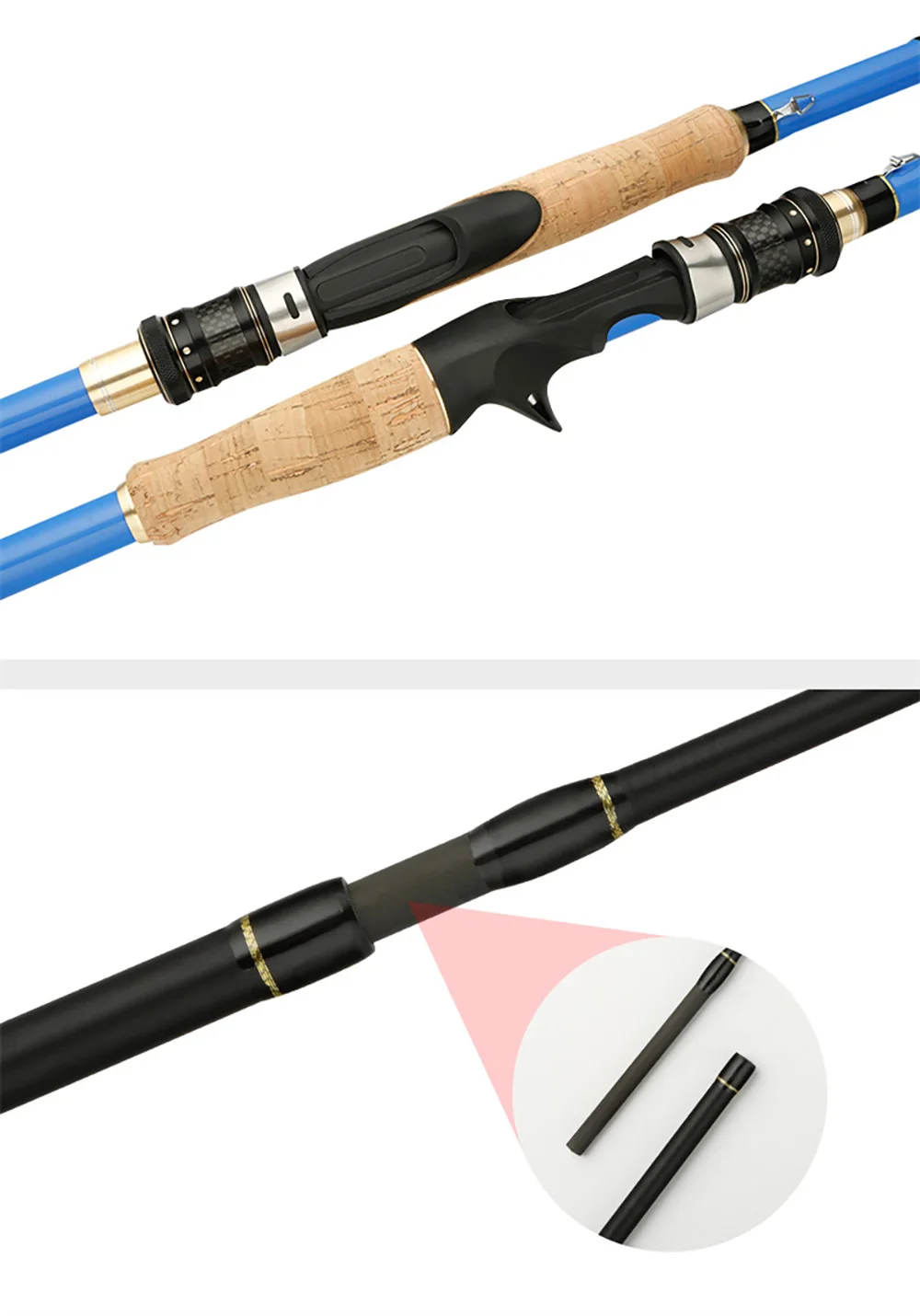 Descubra el diseño elegante y la ingeniería de precisión de esta caña de pescar de alto rendimiento