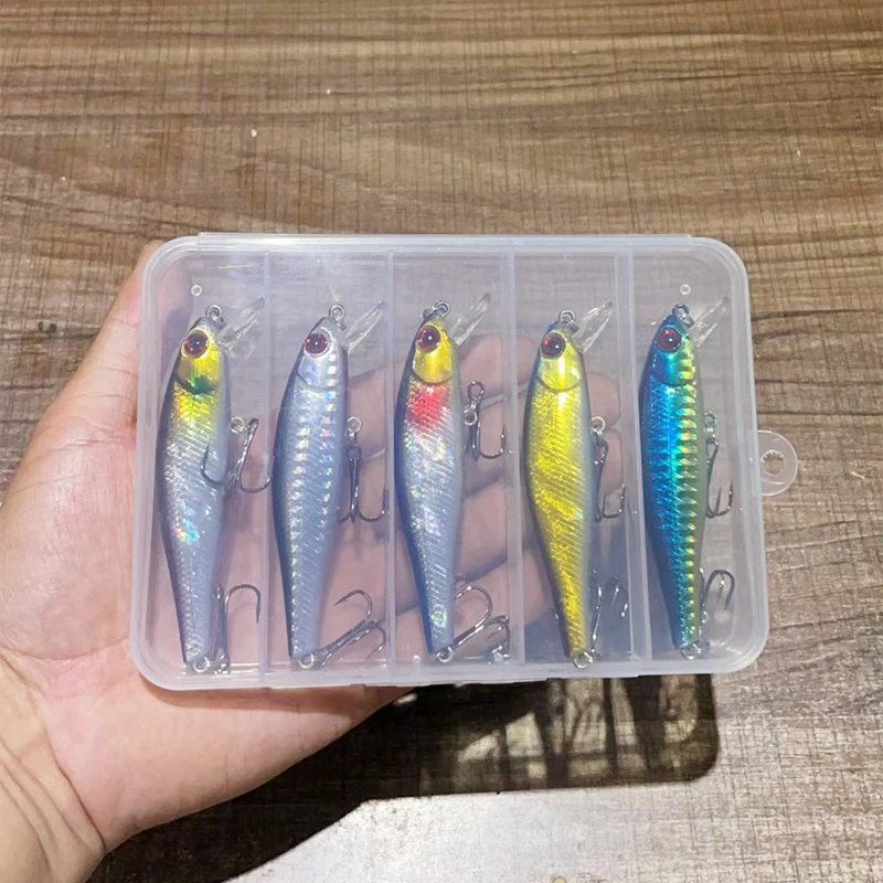 Señuelo de pesca de pececillos, cebo de plástico Artificial duro, láser flotante, Wobblers, 8,6 cm, 9,2g, aparejos de pesca japoneses, 5 unids/lote por caja - imagen 2