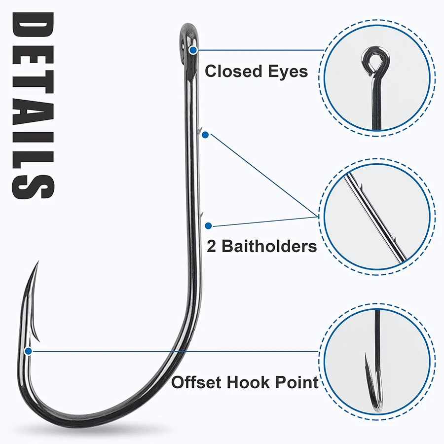 Baitholder-anzuelo de pesca con mango largo, ganchos Baitholder con pico, 100 Uds., soporte para cebo, anzuelos de pesca con 2 púas Baitholder, Size12-5/0 - imagen 4