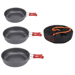 Sartén para acampar, utensilios de cocina para acampar, juego de sartenes ligeras para exteriores, Kit de aluminio duradero antiadherente portátil
