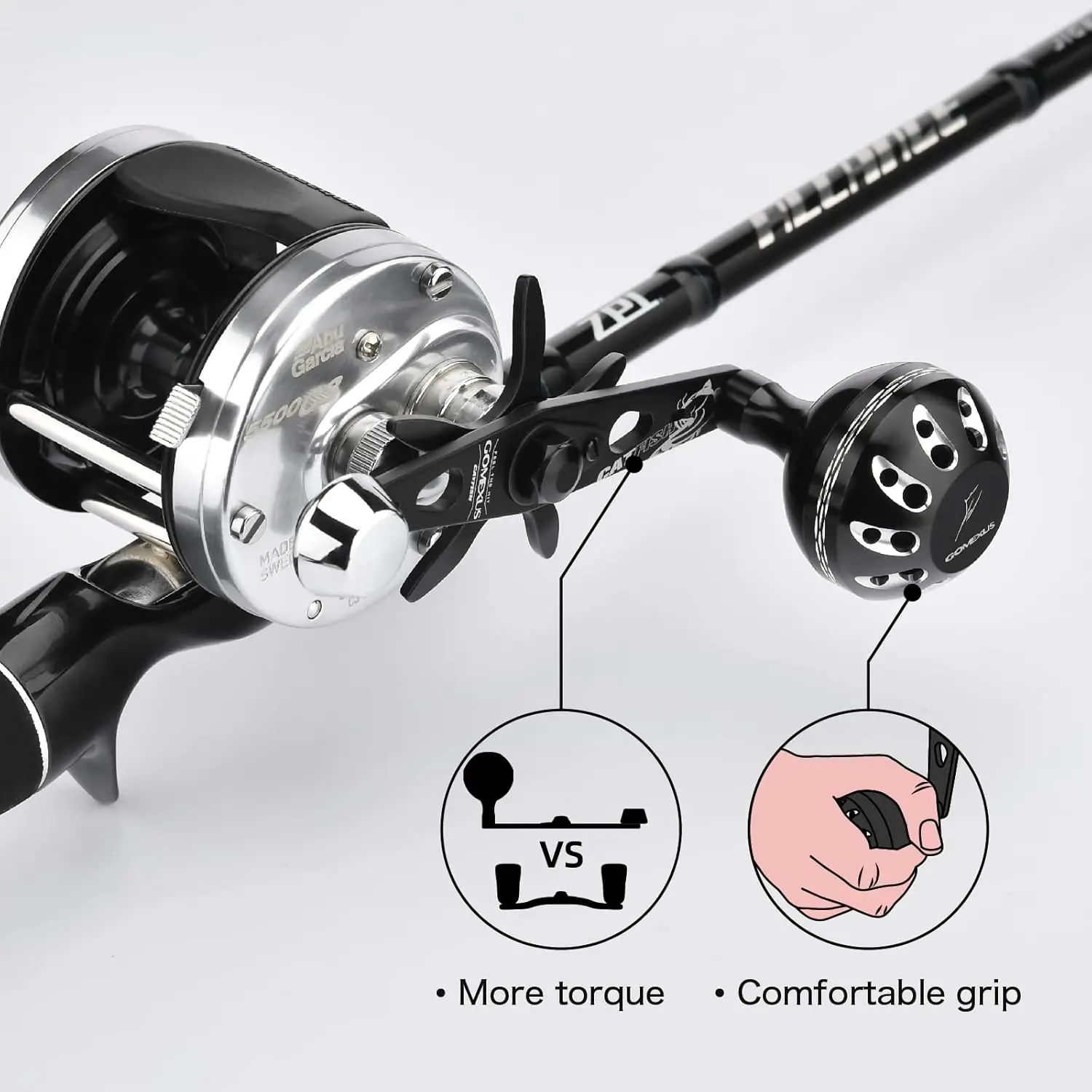 GOMEXUS Power Handle para Abu Garcia Ambassadeur C3/C4/S/SX 5000-7000 carrete de pesca redondo bagre especial - imagen 5