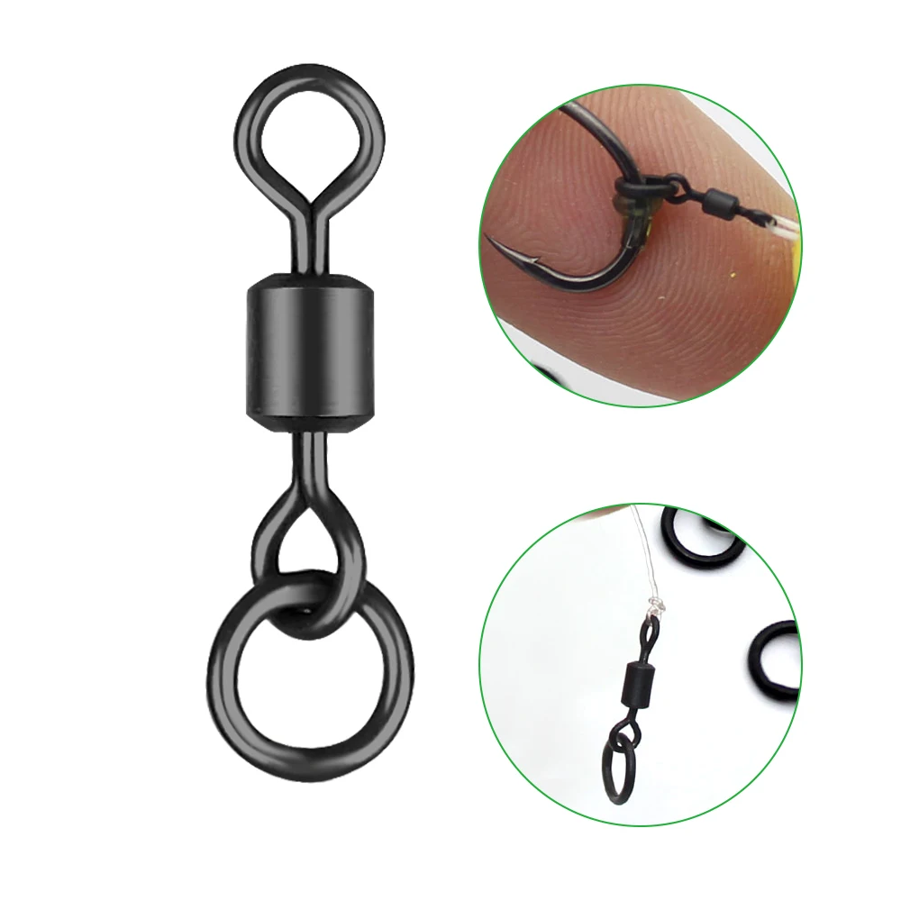 DNDYUJU 50-100 Uds. Pesca de carpa negra mate giratorios pesca Chod pelo Ronnie Rig accesorios pesca para aparejos de pesca de carpa - imagen 4