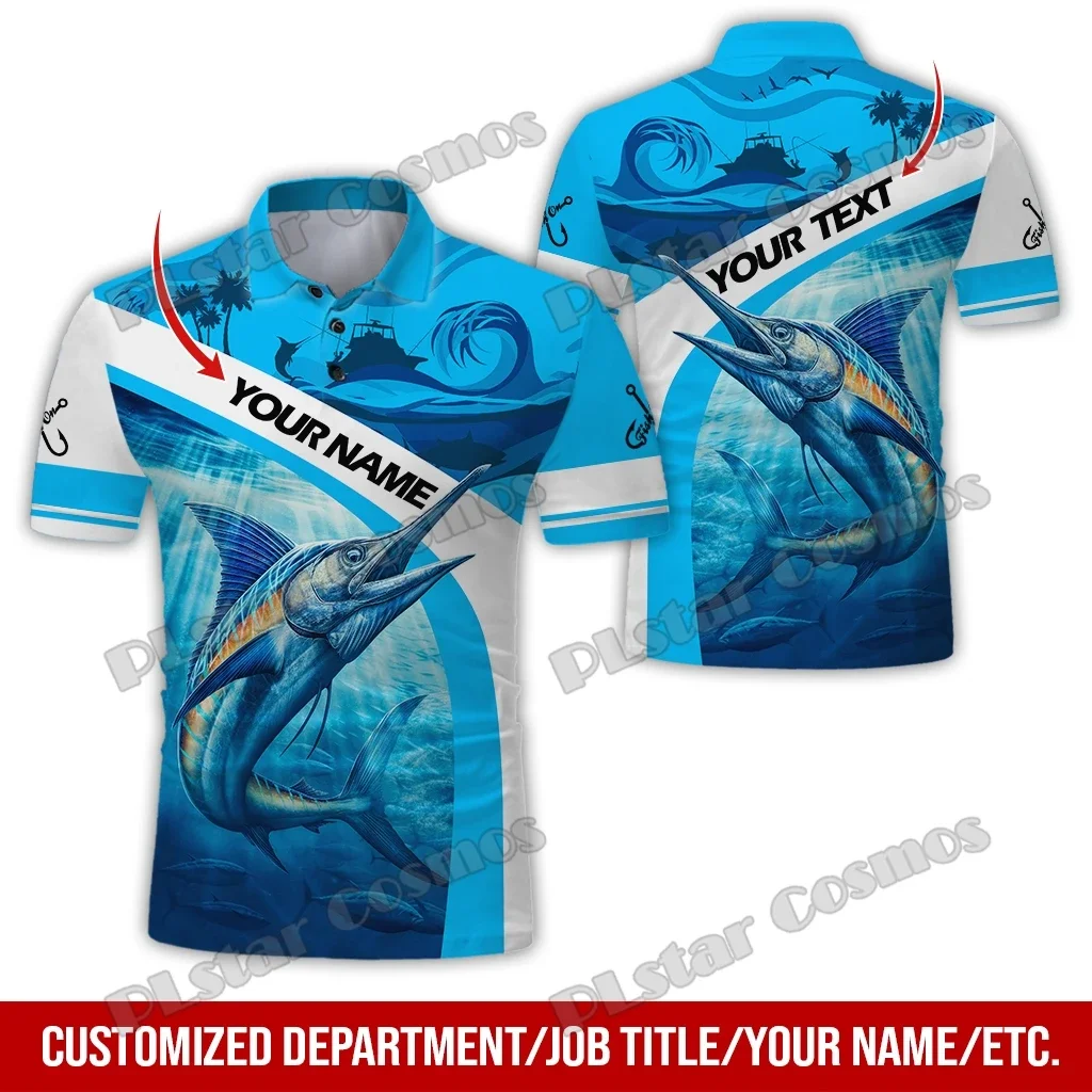 PLstar Cosmos nombre personalizado pesca atún 3D completamente impreso hombres polos moda pantalón corto casual camisa de manga PLP13 - imagen 3