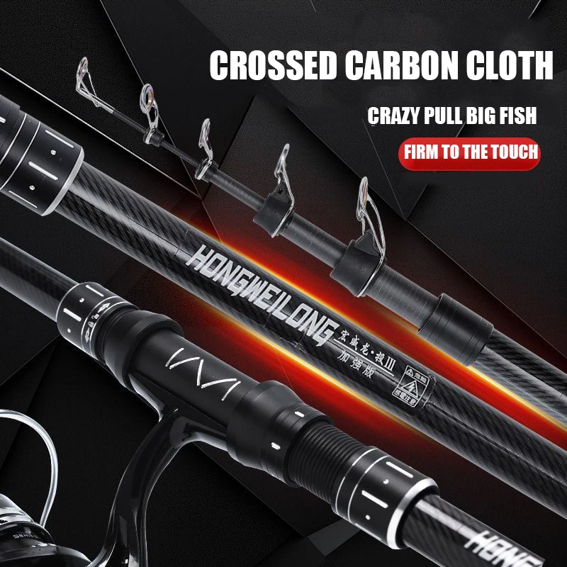 Caña de Surf telescópica de 2,1-4,5 M, caña de pescar giratoria para viajes, agua salada, agua dulce, lanzamiento de energía, Surfcasting, caña de Baitcasting de carbono - imagen 4
