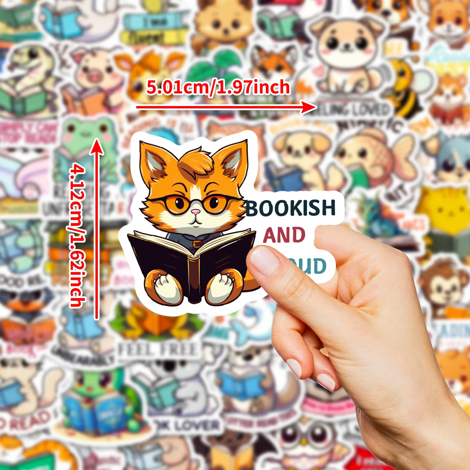 56 Uds lindo Animal amor lectura libros pegatinas DIY teléfono guitarra portátil maleta taza pegatinas impermeables - imagen 4