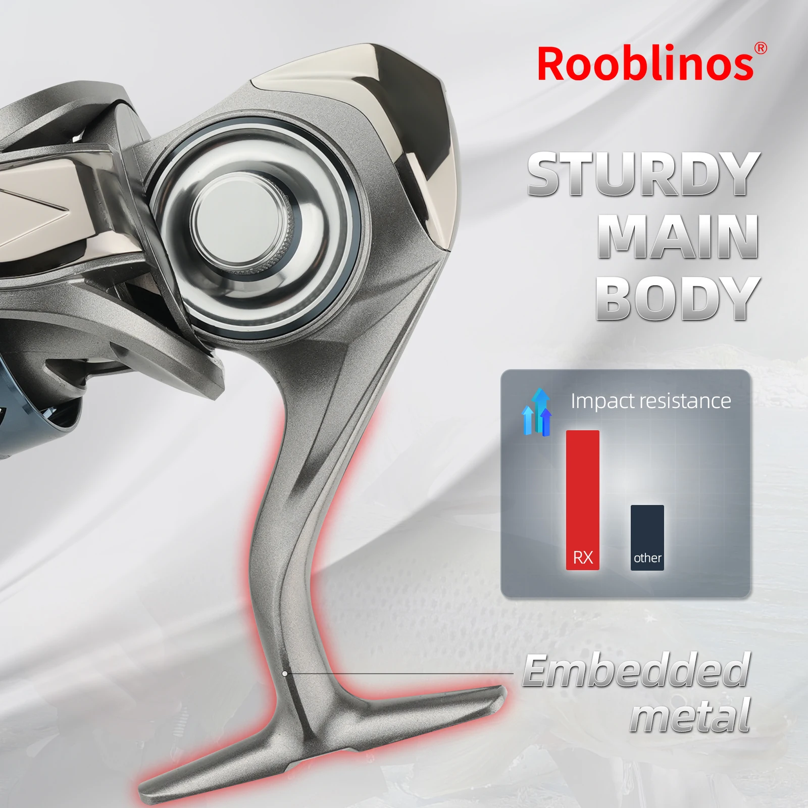 Carrete spinning Rooblinos RX – Arrastre 12 kg y 9+1 rodamientos - imagen 3