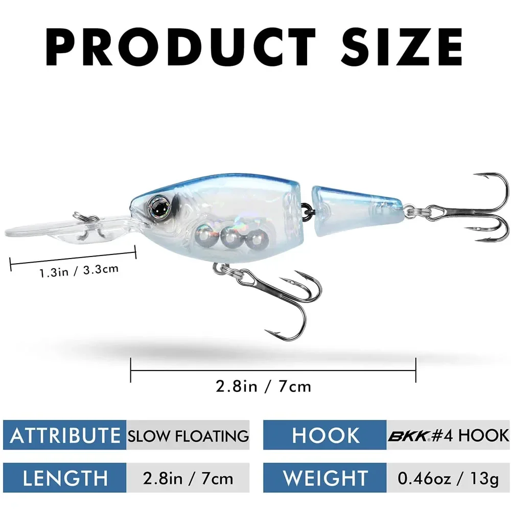 3 piezas 70mm 50mm profesional articulado Swimbait Hover hundimiento Minnow señuelo de pesca Jerkbait cebos duros artificiales para Lucio perca - imagen 2