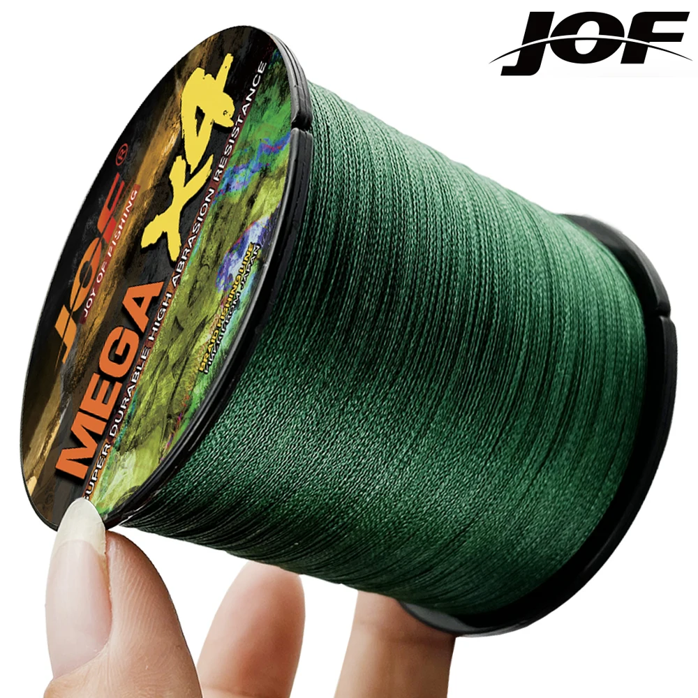 JOF-sedal de pesca trenzado de 4 hebras, hilo de pescar de 1000M, 500M y 300M, de resistencia superfuerte, multifilamento de 4 tejidos, para carpa, 10-80lbs