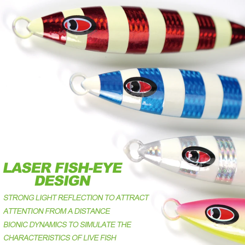 Wonderse 60g 80g 100g 120g 150g 200g plantilla de pesca de Metal luminosa placa de hierro de fundición larga hundimiento rápido curricán señuelo duro al por mayor - imagen 5