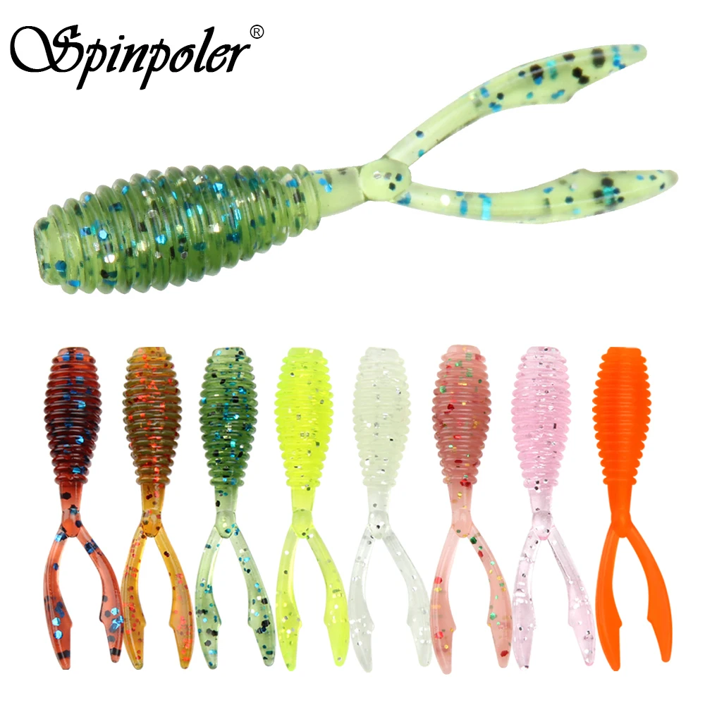 Spinpoler AJING Señuelos de Pesca blandos Rockfish 10 unids/lote 0,3g 36mm cola doble Artificial Wobbler océano roca silicona sábalo cebo de gusano - imagen 3
