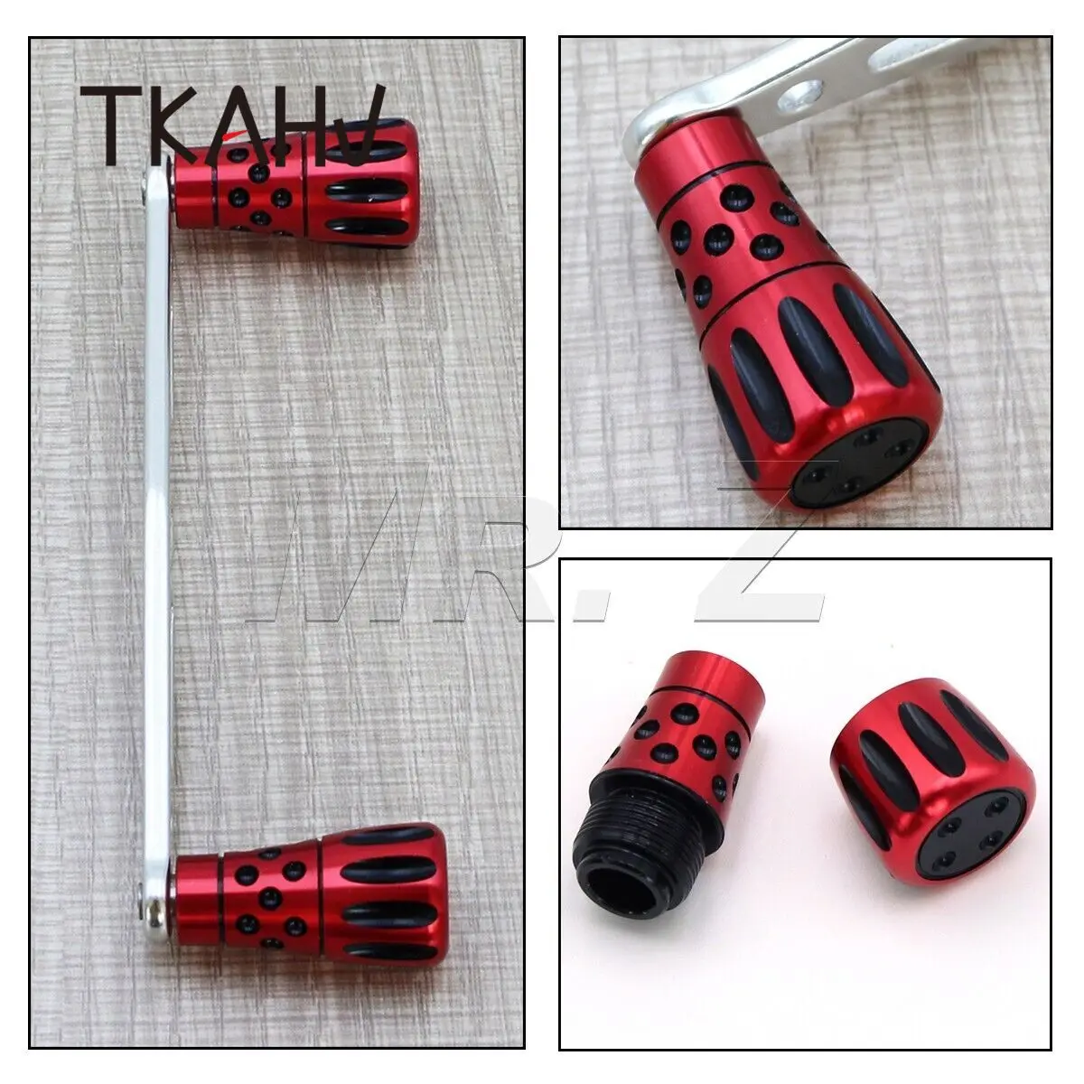 TKAHV-mango de carrete de pesca Baitcasting, 103mm, para Abu Pro Max Daiwa Tatula Shimano Tranx, perillas CNC plateadas y rojas de perfil bajo - imagen 5