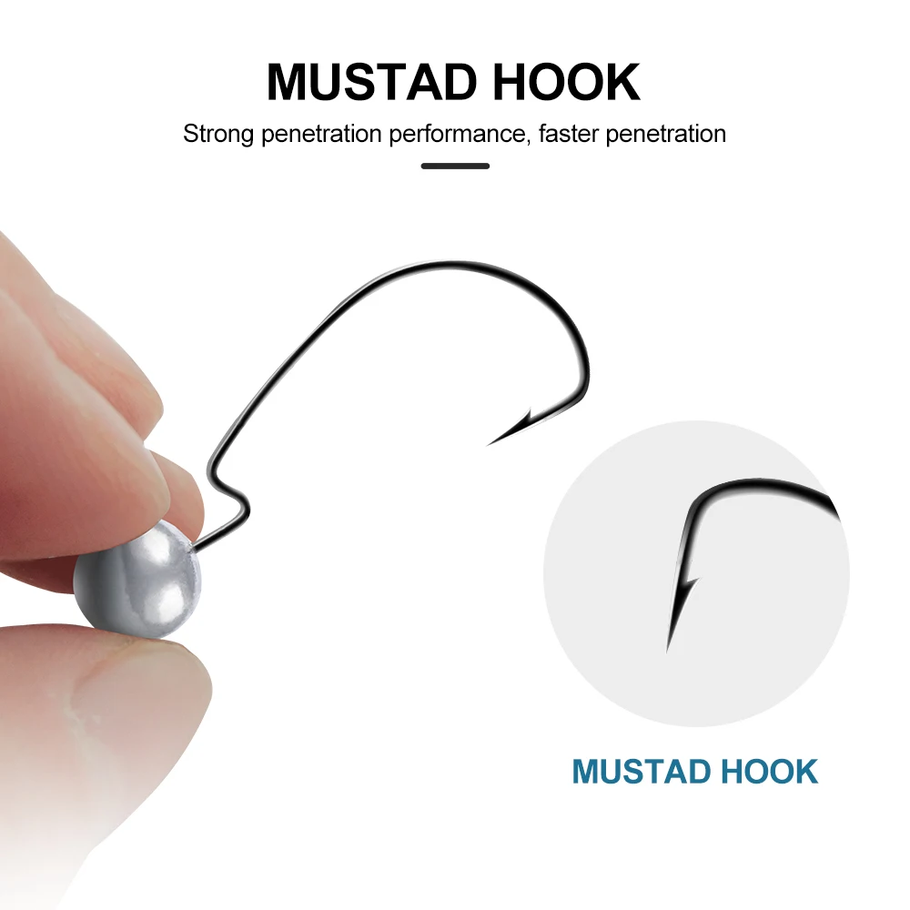 KESFISHING, nueva cabeza de plantilla, 3,5g, 5g, 7g, 10g, ganchos compensados Mustad, cabezal de exportación, hilo protector para aparejos de pesca con señuelo suave - imagen 4