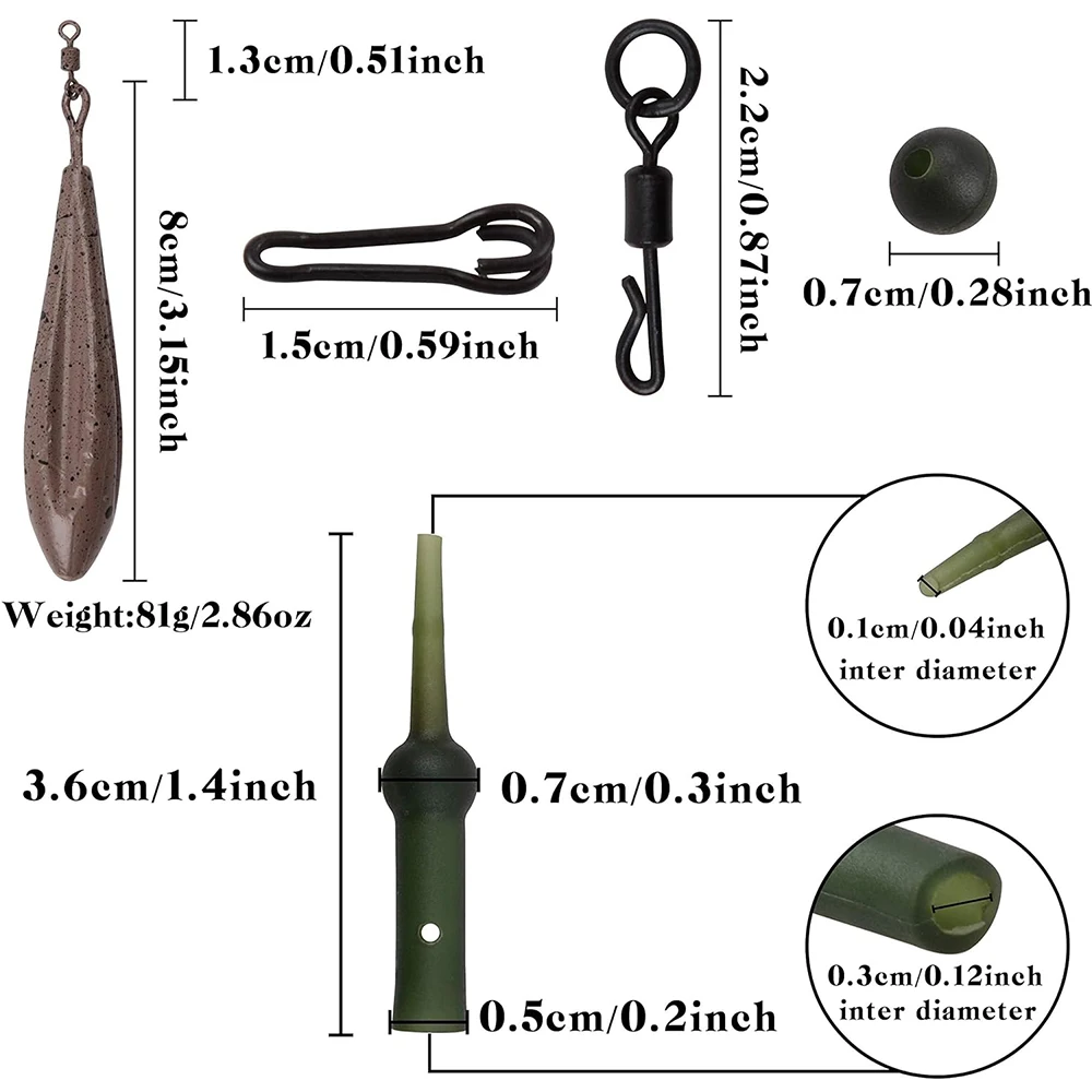 Kit de aparejos de pesca de carpa, aparejos para el cabello con pesas de plomo de carpa, ganchos de cambio rápido, mangas giratorias rodantes, cebo, callos, aparejo de líder Boilie - imagen 2