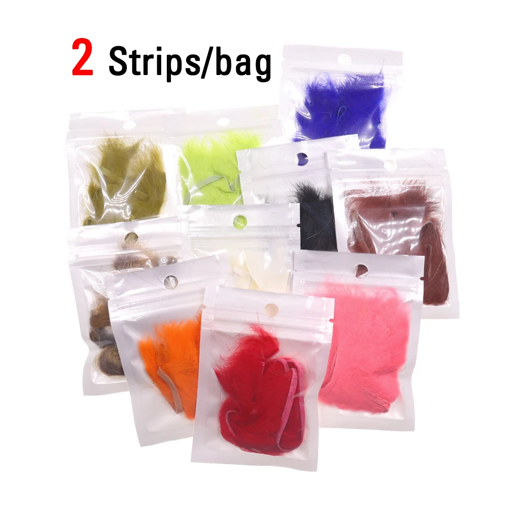 ICERIO-tiras Zonker de conejo, pelo de liebre, Material de atado de pesca con mosca, fibra de doblaje de liebre para Streamer de lubina, fabricación de moscas, 2 unids/lote por bolsa - imagen 5
