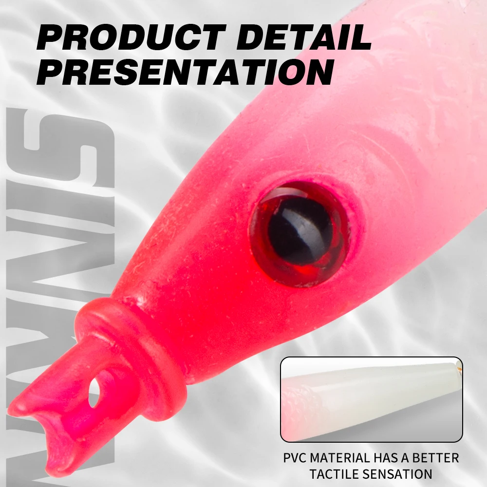 Hunthouse-señuelo de pesca con plantilla de calamar EGI, cebo duro suave que se hunde 75mm 90mm para pulpo, calamar, sepia, aparejos de pesca de agua salada LW116 - imagen 4