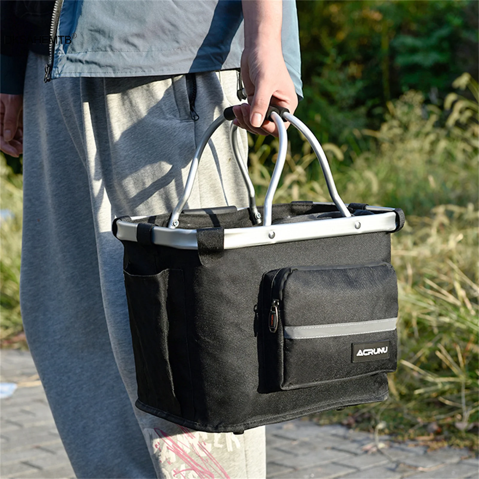 Cesta portátil para bicicleta, cesta de almacenamiento frontal plegable para bicicleta eléctrica, caja organizadora impermeable para acampar y ciclismo al aire libre - imagen 4