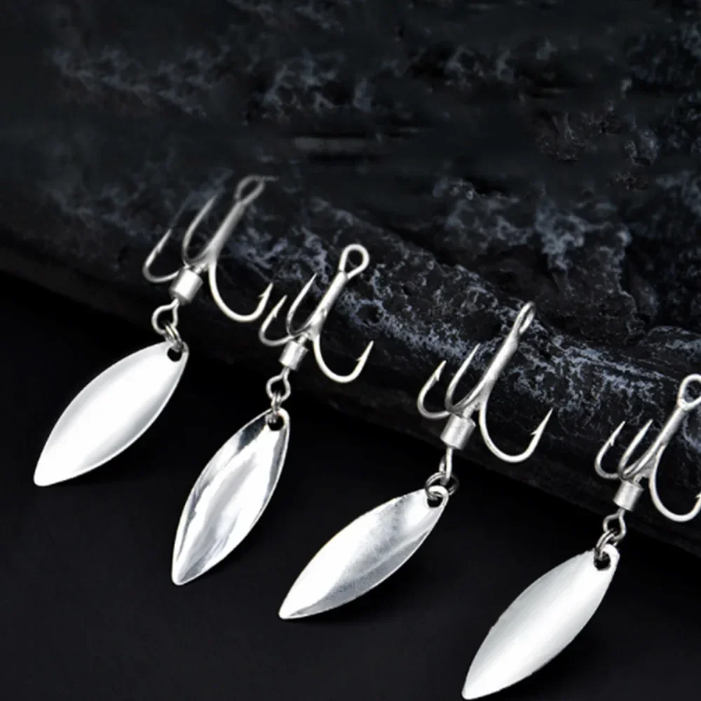 3 uds anzuelos de pesca con lentejuelas giratorias, señuelo giratorio con púas, tres anzuelos, aparejos de pesca de agua dulce y salada - imagen 2