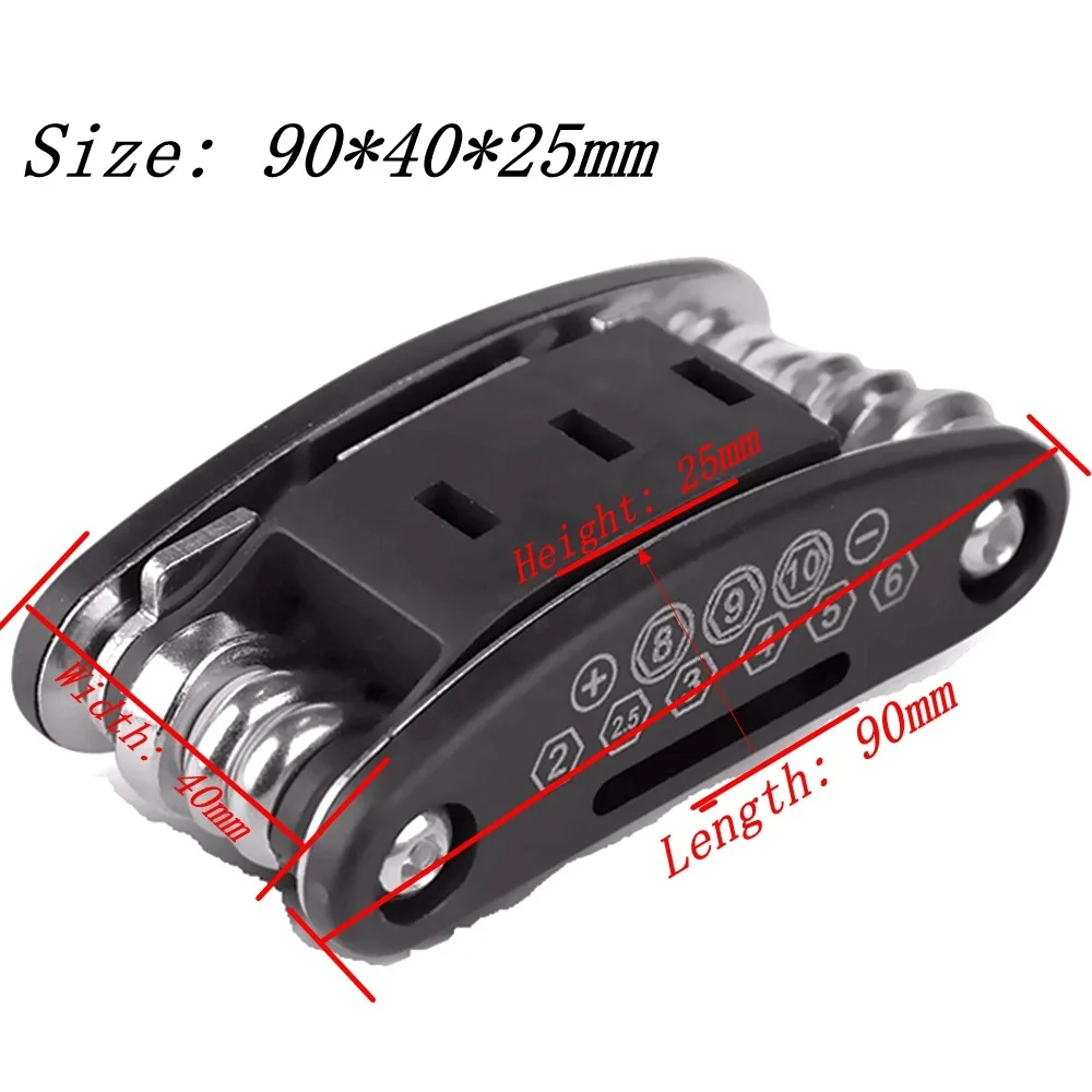 Kit de herramientas de reparación de motocicletas y bicicletas, llave hexagonal, tuerca, llave de reparación de neumáticos, destornillador, varilla de extensión de enchufe, 16 en 1 - imagen 5