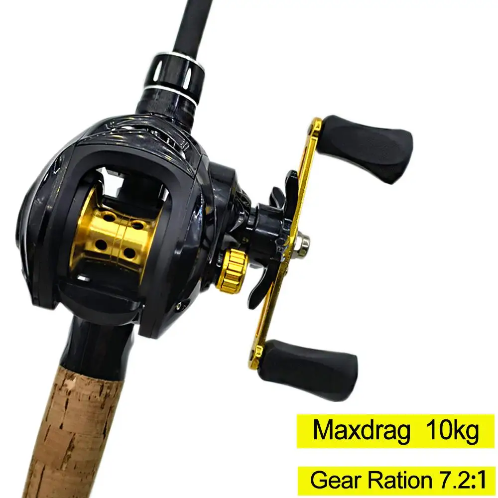 Carrete de pesca Baitcasting con marco de carbono ultraligero, relación de engranaje 7,2: 1 con sistema de freno magnético, doble carrete de Metal, arrastre máximo de 8KG - imagen 2