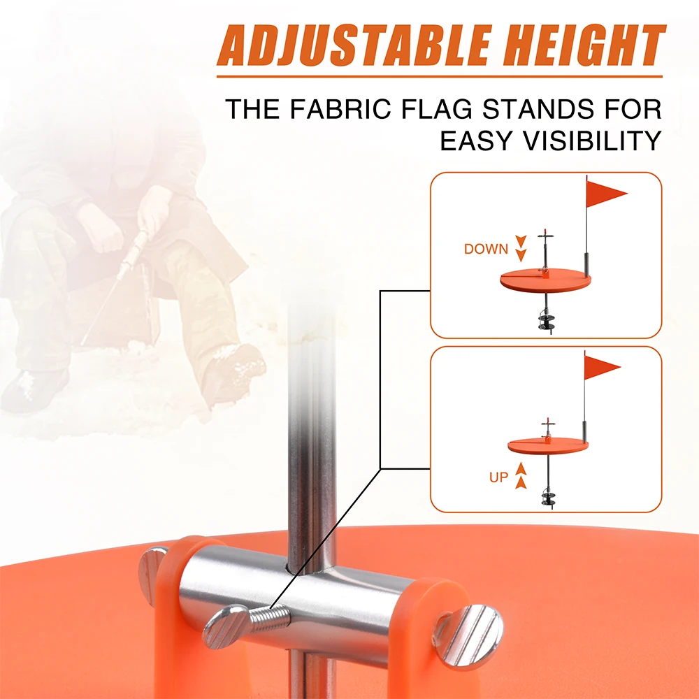 Punta de caña de pescar en hielo con bandera plegable naranja, accesorios de pesca en hielo, aparejos de invierno, 1 pieza, 2 piezas - imagen 5