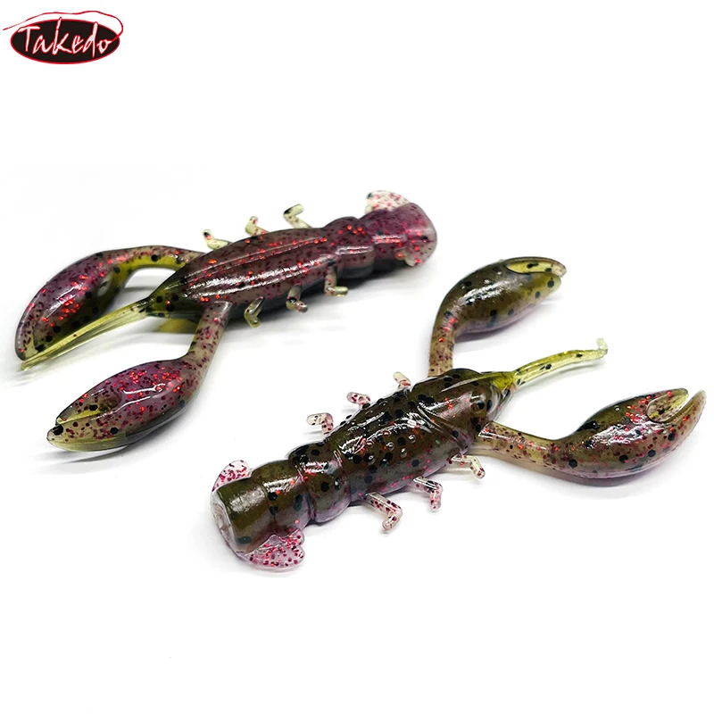 TAKEDO 5 uds 6CM 4G cebos de langosta artificiales TPR Señuelos de Pesca cebo suave flotante señuelo de camarón para Tilapia cabeza de serpiente pez mandarín - imagen 3