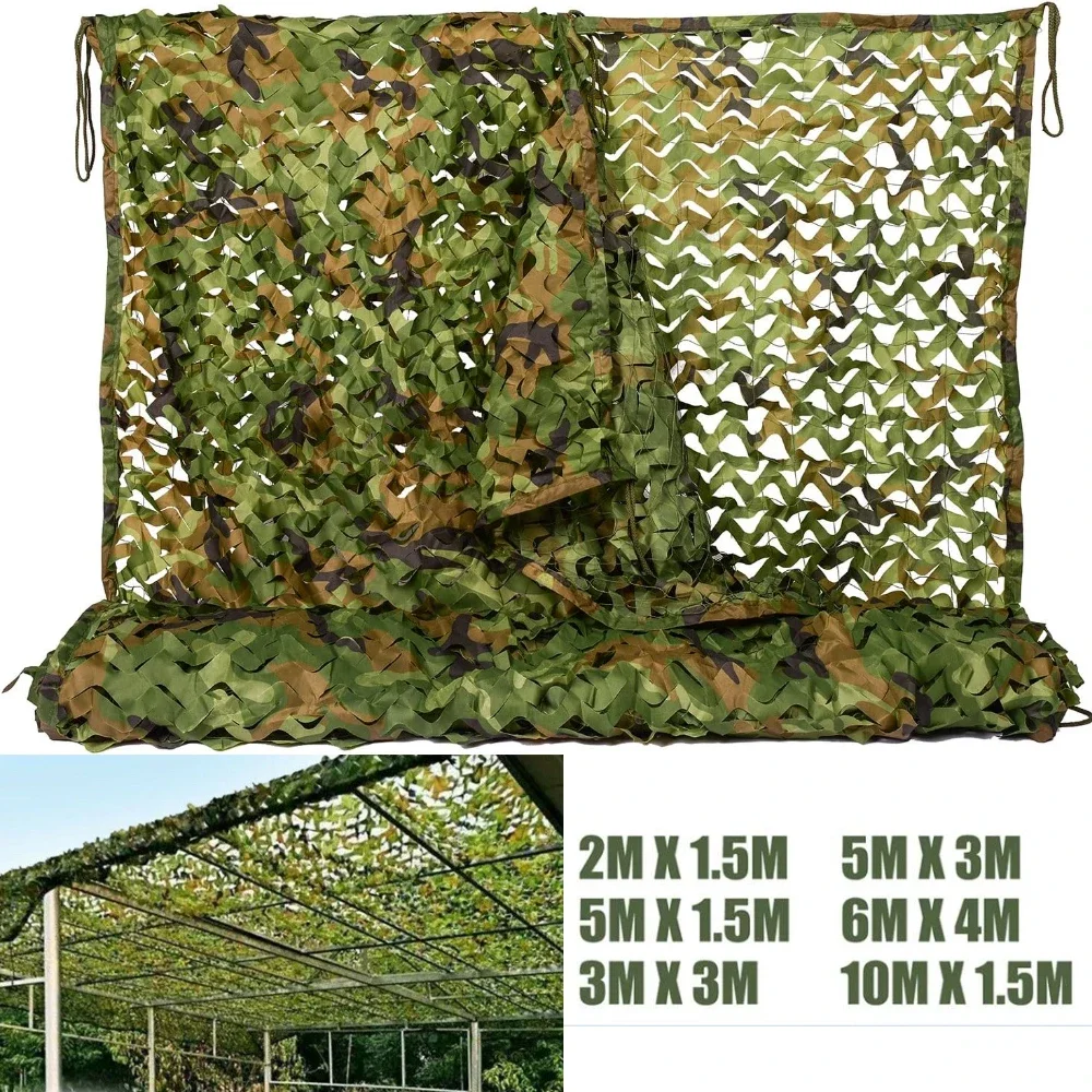 Red de camuflaje de bosque, red de camuflaje de bosque para acampar, cazar, tiro, redes de protección solar, refugio solar, cubiertas de sombra para coche, tiendas de campaña - imagen 2