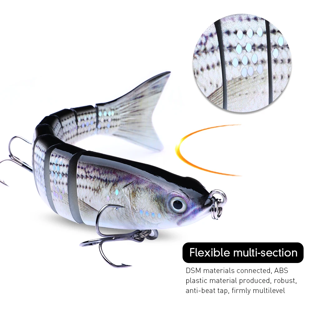 Señuelos de pesca realistas, 8 segmentos, Swimbait, Crankbait, 18cm, 53g, cebo duro con anzuelos artificiales, Wobblers de pesca - imagen 5