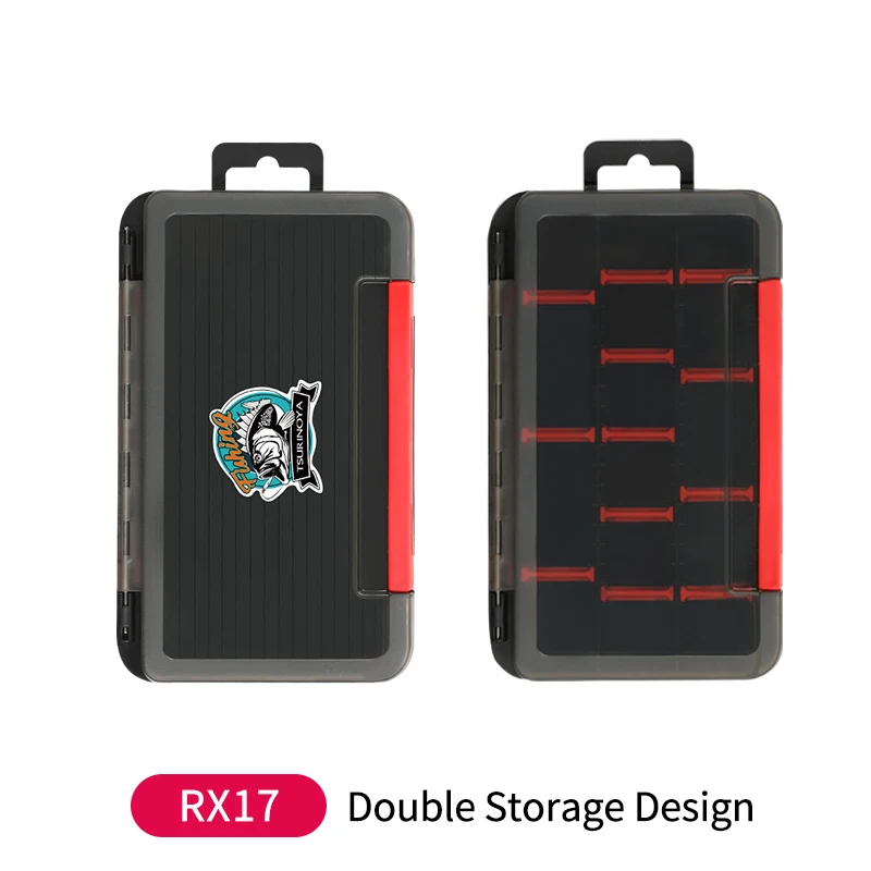 TSURINOYA-caja de señuelos de pesca RX17, cajas de herramientas de pesca, aparejos de Texas, ganchos de plataforma Jika, almacenamiento, cajas de utilidad de doble capa